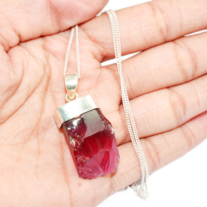 Collier avec pendentif en onyx rouge de forme fantaisie, en argent sterling 925, chaîne en boîte, bijoux de mode chrétienne classiques - Product Image 4