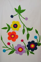 Toute couleur mexicaine Fiesta robe Aari broderie florale Puebla paysanne à manches longues col en V tunique longue robe Caftan avec ourlet pompon
