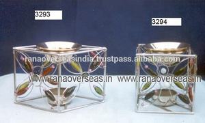 Square Shape With Beaded Design Tea Light Votive <b>Candle</b> <b>Holders</b> for Wedding and Event Decor - Product Image 2