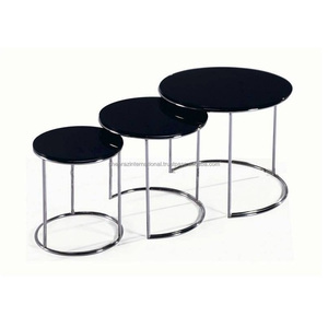 Modern Stainless Steel Legs Nesting <b>Coffee</b> <b>Table</b> <b>Set</b> <b>Marble</b> Top Kitchen Entryway 3 Semi-Circular Narrow Living Room Furniture - Product Image 1