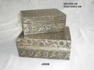 Gran Venta de patrón floral en relieve en caja de plata alemana hecha en MDF y organizador de joyero de plata alemana para mujeres y niñas - Product Image 2