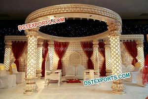 Royal Indian <b>Wedding</b> Draped Mandap Traditional Rajwada Fiber <b>Wedding</b> Mandap Set <b>Wedding</b> Ceremony Jali Pillars Mandap Newyork - Product Image 3