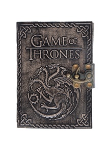 NEW ERA Game of Thrones Leather Hardcover <b>Diary</b> with Dragon Emblem Metal Clasp Pencil Grey 120 Sheets for Gift - Product Image 2