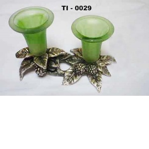 Candelabro de hoja de vidrio de latón hecho a mano estilo Ins para bodas ocasiones especiales otros candelabros linternas tarros de velas - Product Image 1