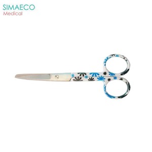 Ciseaux d'allaitement professionnels, 5 pouces, de couleur blanche, à fleurs bleues - Product Image 1