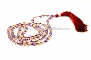 Collier long religieux en améthyste bolivienne ronde, 108 perles, pompon, mala - Naturel, de qualité supérieure, pour les fêtes et les cadeaux - Product Image 5