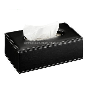 En cuir Enveloppé Titulaire De Boîte De Tissu - Product Image 1