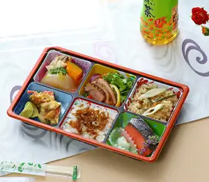 TAKAGI Disposable gorgeous disposable bento lunch box 6 compartment plastic tray takeaway food packaging color