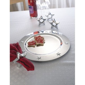 Assiette de présentation ronde en acier inoxydable argenté pour table à manger et décoration de mariage, vaisselle et assiettes minimalistes de style occidental - Product Image 3
