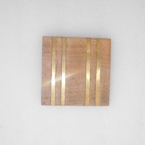 Posavasos de madera Natural cuadrado, dos tonos, Juego de 4 - Product Image 6