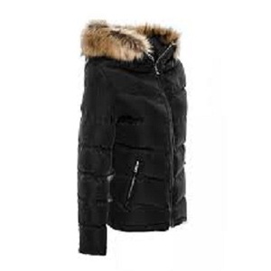 Chaqueta acolchada tejida de lona transpirable negra de talla grande para mujer con cadenas Colección 2018 - Product Image 2