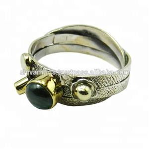 Real 925 Sterling <b>Silver</b> Natural Malachite Gemstone Eternity Vermeil <b>Ring</b> Vintage Wedding Party Jewelry Gift <b>for</b> <b>Men</b> and Women - Product Image 2