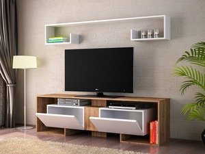 Meuble TV moderne de luxe exclusif avec panneau de bois de noyer blanc design rose de Turquie Meilleure vente Meubles de maison pour le salon - Product Image 2