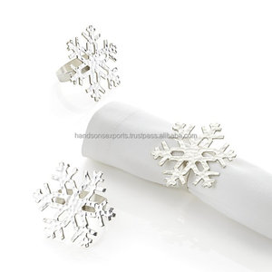 Copo de nieve anillo de servilleta de boda al por mayor Hotel-restaurante Villa de plata de oro colorido personalizado según el cliente de la India - Product Image 1