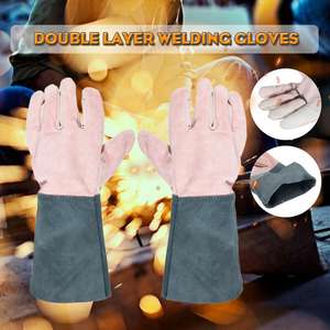 High Quality Cowhide Double Panel Fire Proof Anti-Slip Waterproof <b>TIG</b> <b>Welding</b> <b>Gloves</b> for Adults Unisex - Product Image 6