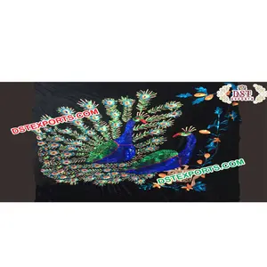 Rideaux de fond de paon dansant à la main, drap de fond pour la nuit de scène mehanna, décoration rideau de fond indien pour mariage - Product Image 1