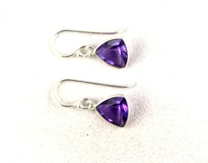 Topaze bleue naturelle ronde violet améthyste Triangle Aqua Hydro ovale boucle d'oreille belle pierre précieuse bijoux faits à la main - Product Image 4