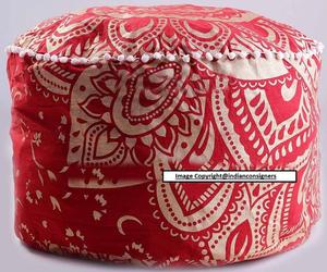 Ombre Mandala ดอกไม้ออตโตมัน pouf 22นิ้วนุ่มพิมพ์ลายสวยงามทำด้วยมือช่างฝีมืออินเดียทอเทคนิคมากมาย - Product Image 3
