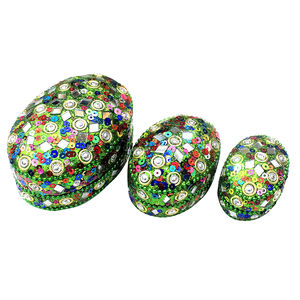 Conjunto organizador de joyas, caja de almacenamiento de diseño fabuloso de forma ovalada, caja de Rajasthani baratija, caja de collar artesanal - Product Image 2