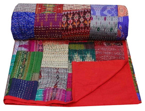 Venta al por mayor Kantha cosido Sari de seda Vintage tela de sábana - Product Image 2