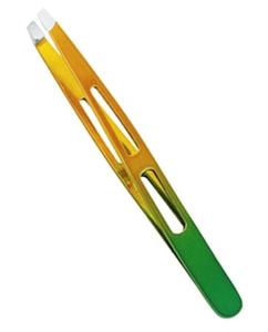 Pince à sourcils professionnelle de haute qualité enduite de couleur pointe inclinée outil d'extension de cils de beauté cils de marque privée - Product Image 2