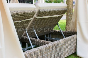 أثاث الشاطئ مزدوجة الشمس المتسكع مع المظلة أثاث خارجي - Product Image 5