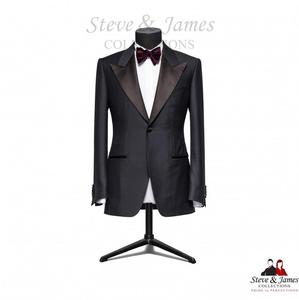 Costume OEM Steve James – Smoking en Laine/Soie Infroissable et Respirant, Simple Boutonnage, Braguette Boutonnée, Plis Frontaux, Col Cranté, Long - Product Image 6