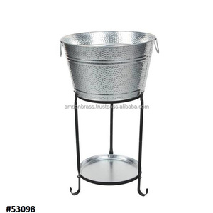 Enfriador de vino de acero inoxidable, enfriador de vino de metal, cubo de hielo con soporte de hierro, nuevo cubo de cobre de lujo con soporte - Product Image 6