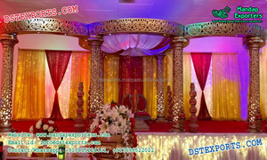 Escenario de Boda de Fibra de Vidrio Ligero con Aspecto Dorado Precioso, Decoración de Mandap, Tamaño Personalizado, Diseño Moderno para Bodas - Product Image 4