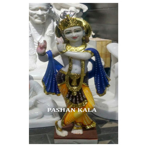Statue Krishna Idol en marbre coloré, fait à la main, 1 pièce - Product Image 1