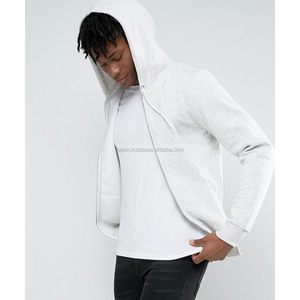 Sudadera con Capucha para Hombre, 100% Algodón, Estilo Hip Hop, Forro Polar, Resistente al Viento, Transpirable, Color Blanco Brillante, Tejido Sólido, Modelo KFH45 - Product Image 1