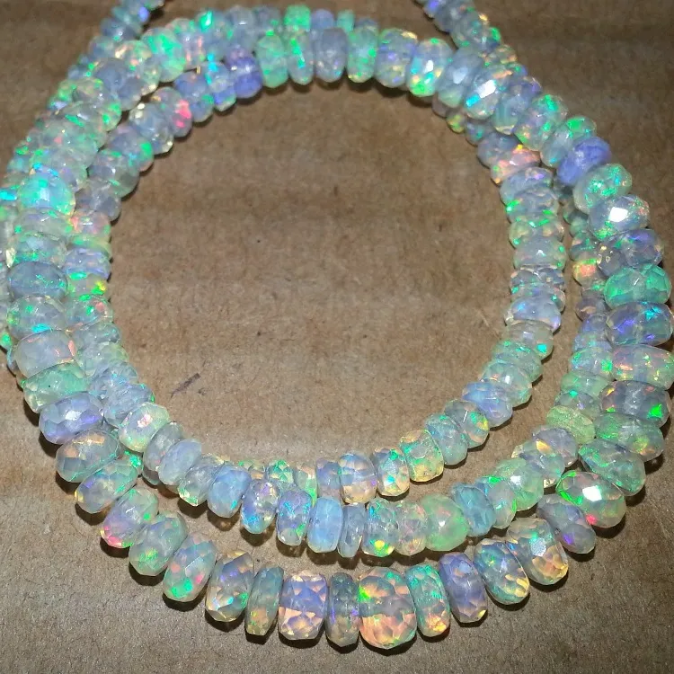 Chuỗi Hạt Đá Quý Rondelle Mặt Đá Opal Tự Nhiên Ethiopia Với Giá Bán Buôn Từ Nhà Cung Cấp Đá Làm Trang Sức Pha Lê