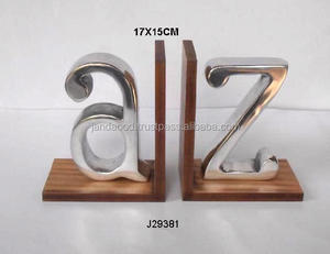 ที่คั่นหนังสือขัดเงาแบบกระจก รูปตัว A และ Z ผลิตจากอะลูมิเนียมและไม้ ที่คั่นหนังสือโลหะและไม้ - Product Image 2