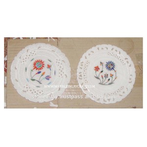 Assiettes en marbre incrustées faites à la main - Product Image 1