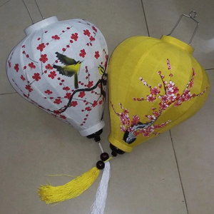 Lanterne haut de gamme en soie huami, lanterne pour décoration extérieur, ambre + 84383004939 - Product Image 6