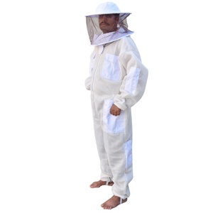 Traje de apicultura de 3 capas de malla completamente ventilada de nuevo estilo con velo redondo - Product Image 5