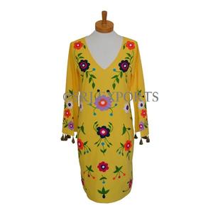 Robe longue brodée couleur pour occasions spéciales, vêtement de mode occidentale, fleurs, Style Boho, relaxation, tunique de stand d'été - Product Image 1