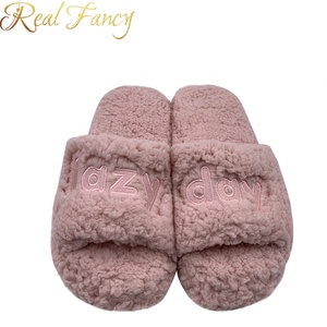 Custom Logo Comfy Winter <strong>Open</strong> <strong>Toe</strong> Pink <strong>Ladies</strong> Soft <strong>Slippers</strong> - Product Image 2