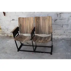 Indian Furniture Iron Wooden 2 Seater Classic Cinema Chair / Theater Chair