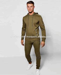 Vente en gros en vrac bon marché OEM survêtement de haute qualité pour hommes en polaire épaisse 2 pièces sweats à capuche respirants unis avec fermeture éclair pour hommes - Product Image 2