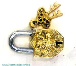 Artisanat belle décoration de la maison en laiton massif cadenas antique seigneur Hanuman Bajrangbali avec serrure de porte à deux clés - Product Image 5