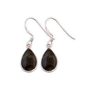 Boucles d'oreilles Shree Jaipur en argent naturel avec jadeite lavande en forme de goutte d'eau, argent sterling 925, qualité AAA, luxe pour femmes, certifiées fines - Product Image 1