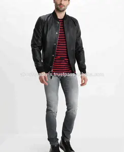 mens clothing supplier wholesale custom sheep leather bomber jacket goat