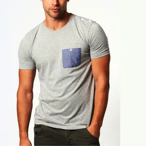세련된 남성 티셔츠 샴 브레이 포켓 원 스톱 서비스 통기성 패션 일반 사용자 정의 코튼 린넨 남자 티셔츠 도매