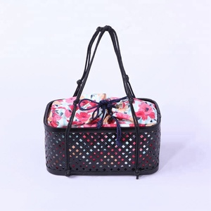 Handmade Black Bamboo Rattan <b>Straw</b> Tote Beach <b>Bag</b> VINACRAFT JSC Single Handle Stylish Lady-Style New Cover Closure Vietnam Linen - Product Image 2