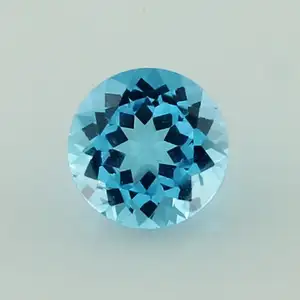 Bhuvah İsviçre mavi TOPAZ 3.36 CT.9 MM yuvarlak şekli harika yönlü kesim gevşek taş