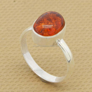 Anillo con Bisel IG11199, Gema Ovalada, Plata de Ley 925, Ámbar Natural de 10x8mm, Anillo de Compromiso, Boda, Regalo para Mujer, Fiesta, Unisex - Product Image 4