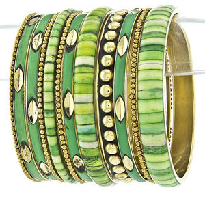Conjunto de brazalete apilado verde de estilo bohemio al por mayor para mujer Conjunto de brazalete de declaración de última tendencia - Product Image 1