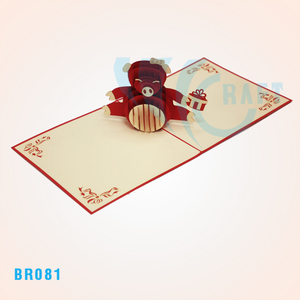 Tarjeta emergente de felicitación de oso B'Day 3D hecha a mano, recuerdo de Vietnam de tendencia superior personalizado hecho de papel por Viet-craft - Product Image 4