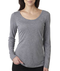 Wholesale Custom Bamboo Knit Cotton <b>Ladies</b> <b>T</b>-<b>Shirts</b> Scooped Neck <b>Long</b> Sleeve Casual Tops for Women Plus Size Short Length - Product Image 2